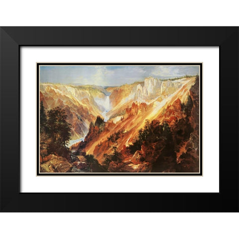 The Grand Canyon Of The Yellowstone Black Modern Wood Framed Art Print with Double Matting by Moran, Thomas