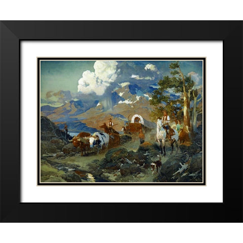 Emigrant Train at Donner Lake Black Modern Wood Framed Art Print with Double Matting by Johnson, David