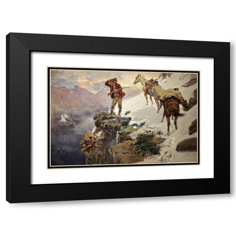 Meats Not Meat Til Its In The Pan Black Modern Wood Framed Art Print with Double Matting by Russell, Charles M.