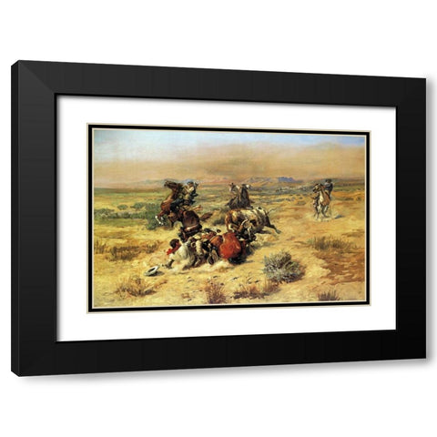 The Strenous Life Black Modern Wood Framed Art Print with Double Matting by Russell, Charles M.