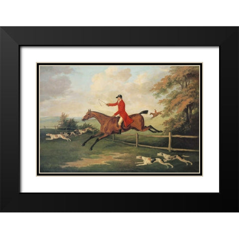 Fox Hunting Scene Black Modern Wood Framed Art Print with Double Matting by Sartorius, J.N.