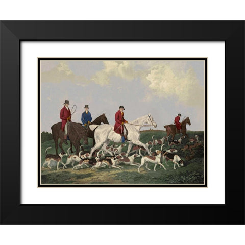 Earl Of Derbys Stag Hounds Black Modern Wood Framed Art Print with Double Matting by Barenger