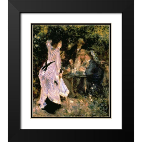 Au Jardin Du Moulin Black Modern Wood Framed Art Print with Double Matting by Renoir, Pierre-Auguste