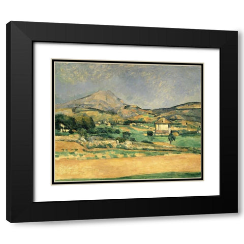 A View Over Mont St. Victoire Black Modern Wood Framed Art Print with Double Matting by Cezanne, Paul