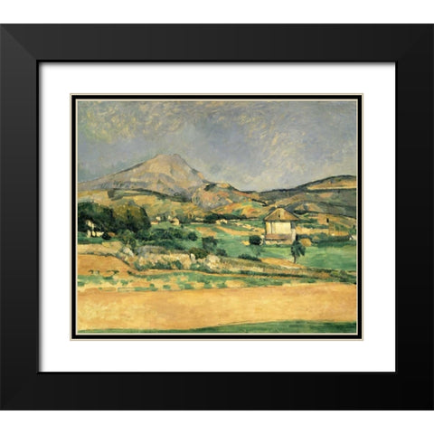 A View Over Mont St. Victoire Black Modern Wood Framed Art Print with Double Matting by Cezanne, Paul