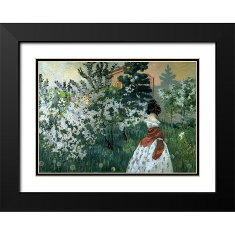 Spring Black Modern Wood Framed Art Print with Double Matting by Borisov-Musatov, Viktor E.