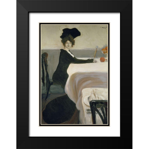 Le Souper Black Modern Wood Framed Art Print with Double Matting by Bakst, Leon