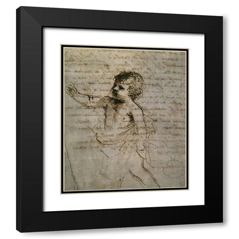 Sketch of a Child Black Modern Wood Framed Art Print with Double Matting by Guercino