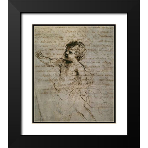 Sketch of a Child Black Modern Wood Framed Art Print with Double Matting by Guercino