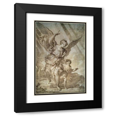 Guardian Angel Black Modern Wood Framed Art Print with Double Matting by Piola, Domenico