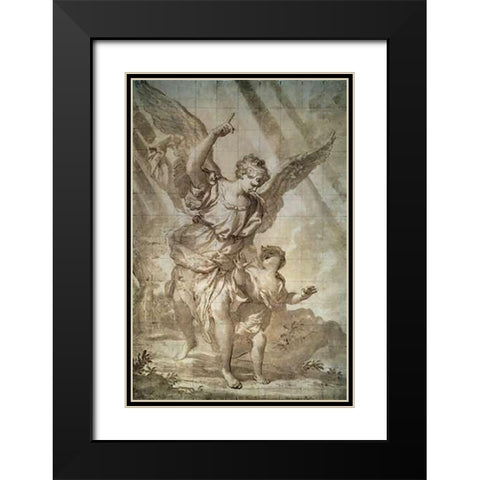 Guardian Angel Black Modern Wood Framed Art Print with Double Matting by Piola, Domenico