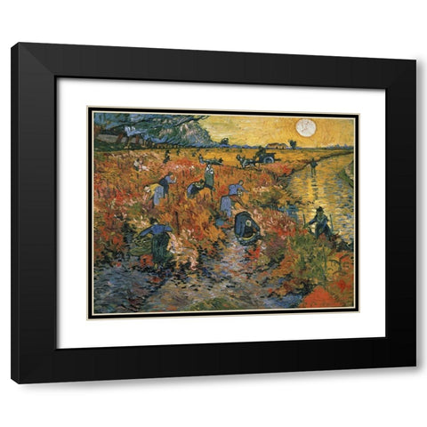 The Red Vineyard at Arles, 1888 Black Modern Wood Framed Art Print with Double Matting by Van Gogh, Vincent