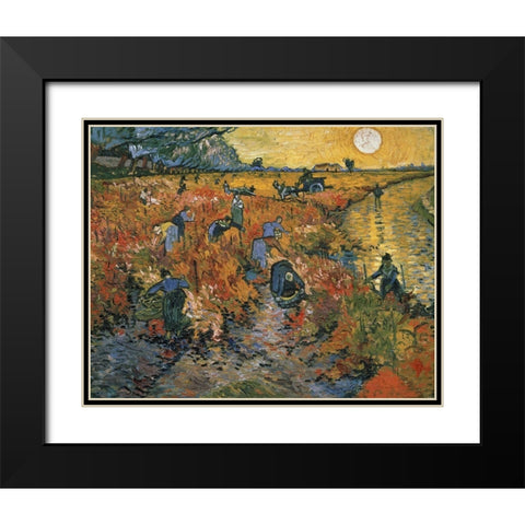 The Red Vineyard at Arles, 1888 Black Modern Wood Framed Art Print with Double Matting by Van Gogh, Vincent