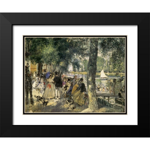 Bathing on the Seine Black Modern Wood Framed Art Print with Double Matting by Renoir, Pierre-Auguste