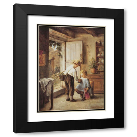 A Present For My Sister Black Modern Wood Framed Art Print with Double Matting by Sauvage, Philippe