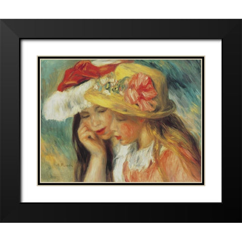 Les Deux Soeurs Black Modern Wood Framed Art Print with Double Matting by Renoir, Pierre-Auguste