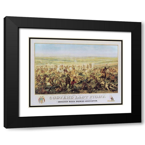Custers Last Fight Black Modern Wood Framed Art Print with Double Matting by Anonymous