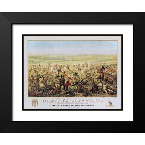 Custers Last Fight Black Modern Wood Framed Art Print with Double Matting by Anonymous