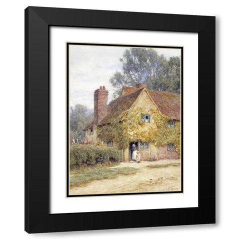 A Cottage at Denham, Buckinghamshire Black Modern Wood Framed Art Print with Double Matting by Allingham, Helen