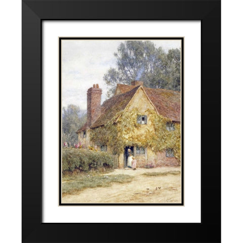 A Cottage at Denham, Buckinghamshire Black Modern Wood Framed Art Print with Double Matting by Allingham, Helen