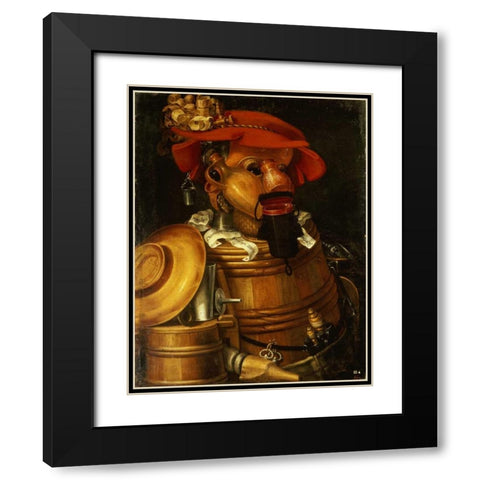 The Waiter: Winemaking Black Modern Wood Framed Art Print with Double Matting by Arcimboldo, Giuseppe