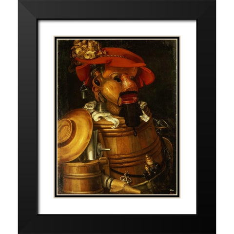 The Waiter: Winemaking Black Modern Wood Framed Art Print with Double Matting by Arcimboldo, Giuseppe