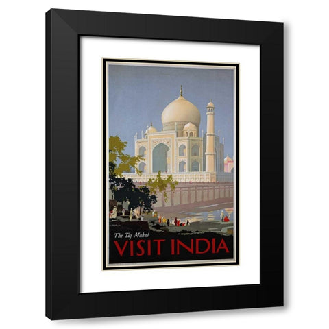 Visit India, The Taj Mahal Black Modern Wood Framed Art Print with Double Matting by Bagdatopoulus, William Spencer
