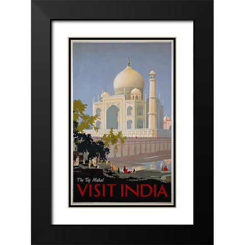 Visit India, The Taj Mahal Black Modern Wood Framed Art Print with Double Matting by Bagdatopoulus, William Spencer