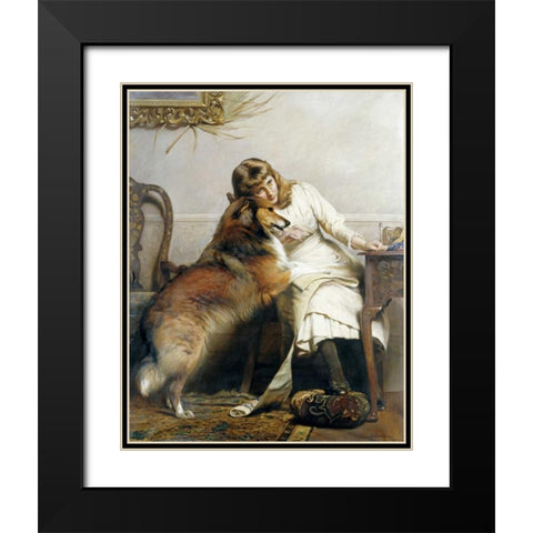 Sweethearts Black Modern Wood Framed Art Print with Double Matting by Barber, Charles Burton