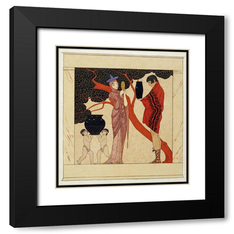 The Red Tree Black Modern Wood Framed Art Print with Double Matting by Barbier, Georges