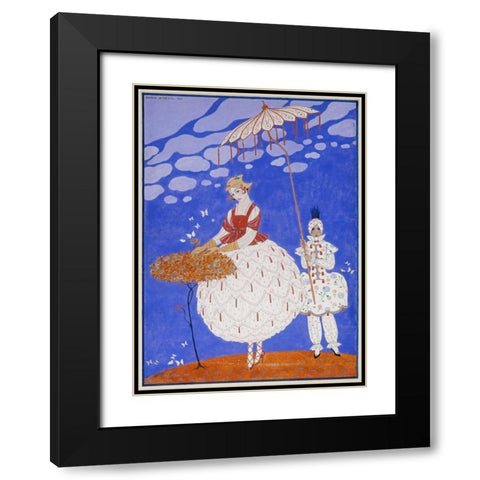 Roses DAutomne Black Modern Wood Framed Art Print with Double Matting by Barbier, Georges
