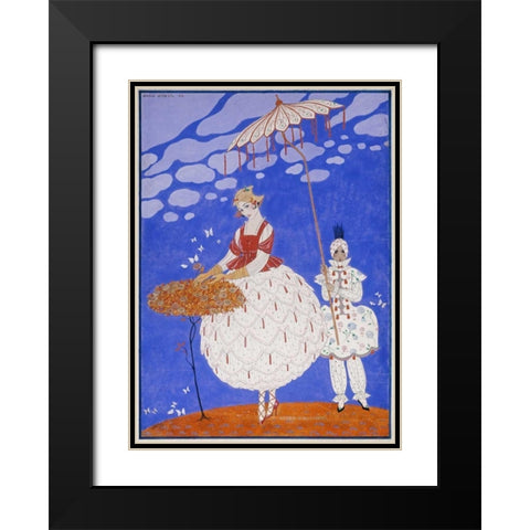 Roses DAutomne Black Modern Wood Framed Art Print with Double Matting by Barbier, Georges