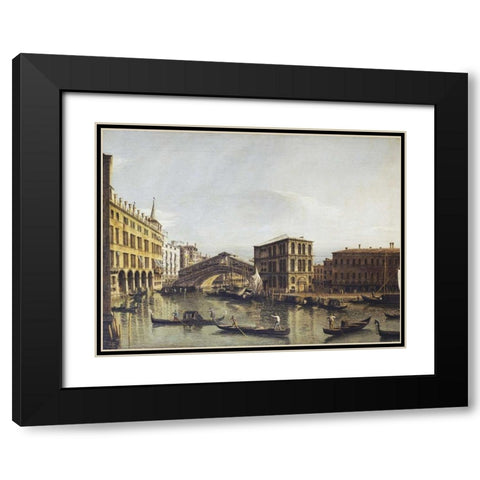 The Grand Canal, Venice Black Modern Wood Framed Art Print with Double Matting by Bellotto, Bernardo