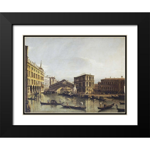 The Grand Canal, Venice Black Modern Wood Framed Art Print with Double Matting by Bellotto, Bernardo