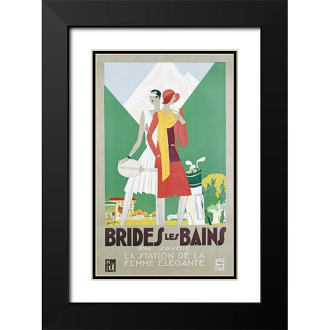 Brides Les Bains, PLM Black Modern Wood Framed Art Print with Double Matting by Benigni, Leon
