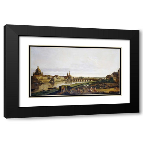 A View of Dresden Black Modern Wood Framed Art Print with Double Matting by Bernardo, Bellotto