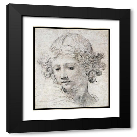 The Head of An Angel Black Modern Wood Framed Art Print with Double Matting by Berrettini, Pietro