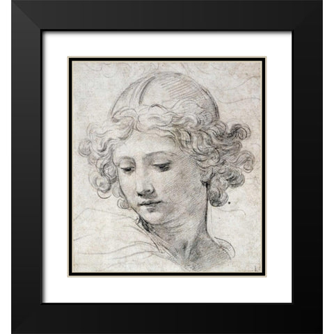 The Head of An Angel Black Modern Wood Framed Art Print with Double Matting by Berrettini, Pietro