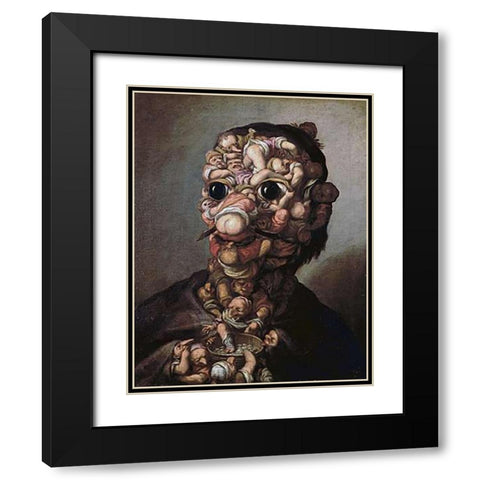 A Head Formed Out of Pygmies Black Modern Wood Framed Art Print with Double Matting by Bocchi, Faustino