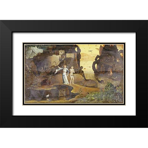 An Angel With a Soul at The Edge of Hell Black Modern Wood Framed Art Print with Double Matting by Bosch, Hieronymus