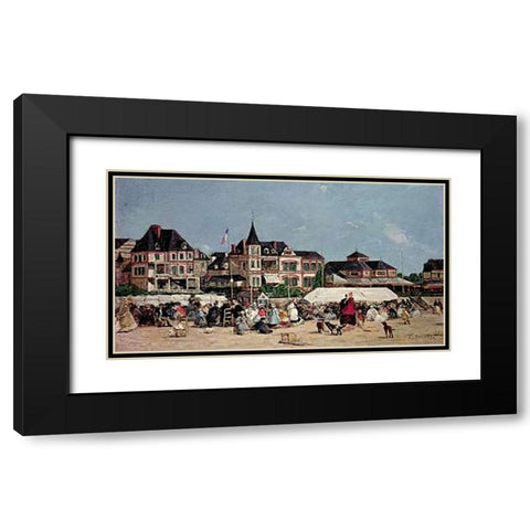 Casino De Trouville Black Modern Wood Framed Art Print with Double Matting by Boudin, Eugene