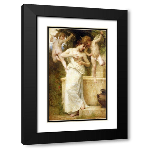 Blessures DAmour Black Modern Wood Framed Art Print with Double Matting by Bouguereau, William-Adolphe