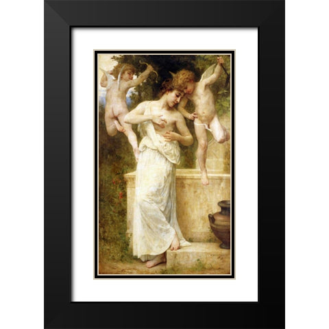 Blessures DAmour Black Modern Wood Framed Art Print with Double Matting by Bouguereau, William-Adolphe