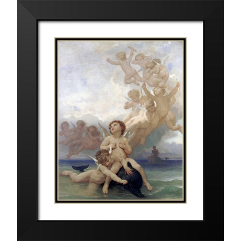 The Birth of Venus Black Modern Wood Framed Art Print with Double Matting by Bouguereau, William-Adolphe