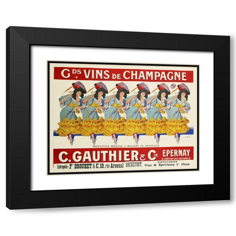 Gds Vins De Champagne, C. Gauthier and Cie Black Modern Wood Framed Art Print with Double Matting by Brau, Casimir