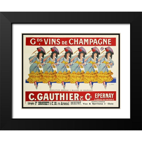 Gds Vins De Champagne, C. Gauthier and Cie Black Modern Wood Framed Art Print with Double Matting by Brau, Casimir