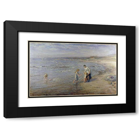 Paddling Black Modern Wood Framed Art Print with Double Matting by Cameron, Hugh