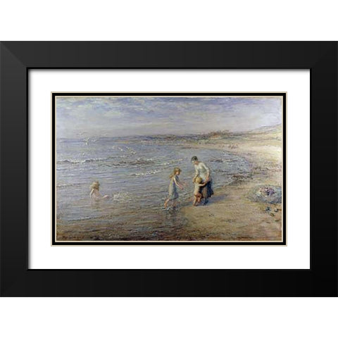 Paddling Black Modern Wood Framed Art Print with Double Matting by Cameron, Hugh