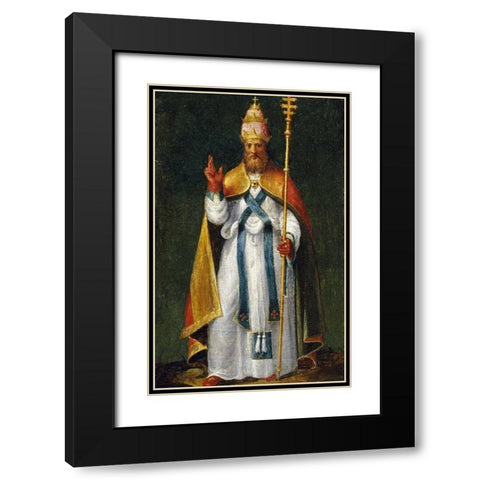 Saint Leo The Great Black Modern Wood Framed Art Print with Double Matting by Campi, Bernardino