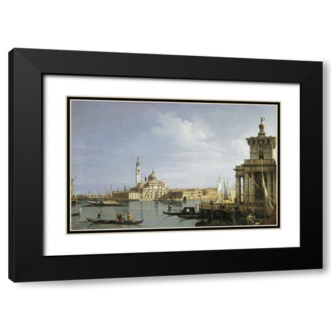 The Island of San Giorgio Maggiore, Venice Black Modern Wood Framed Art Print with Double Matting by Canal, Giovanni Antonio